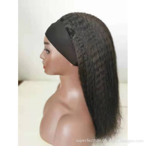 150% 180% Density Headband Wig Yaki Human Hair For Black Women With Headband Malaysian Loose Deep Headband Human Hair Wigs